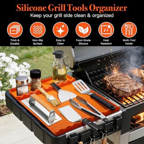 Silicone Grill Mat for Blackstone Griddle Accessories (Orange) - Image 4