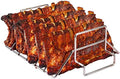 Rib and Roast Rack for Big Green Egg, Turkey Roasting Rack for Grilling and Smoking - Stainless Steel Pan for Cooking Rib, Chicken, Bird. L/XL BGE Accessories, Also for Other 18" or Larger Grills by BONPAZ