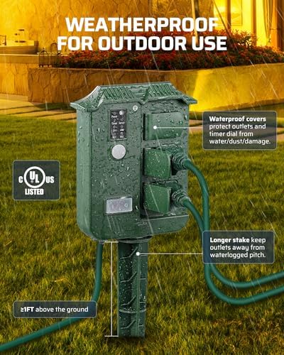 DEWENWILS Outdoor Power Stake Timer with 25 FT Extension Cord - Image 5
