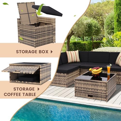 KROFEM 8 Piece Patio Furniture Set, Outdoor Modular Conversation Set - Image 4