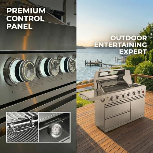 46'' Gas Outdoor Kitchen Barbecue Island, 6-Burner 75300 BTU Grill, Silver - Image 4