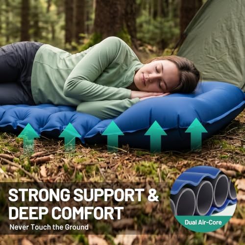 Overmont Ultralight Camping Sleeping Pad with Pillow, Built-in Foot Pump - Image 4