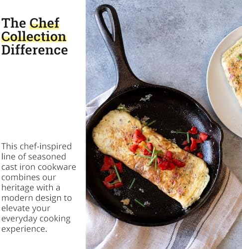 Lodge Chef Collection 8 Inch Pre-Seasoned Cast Iron Skillet, Perfect Sear - Image 5