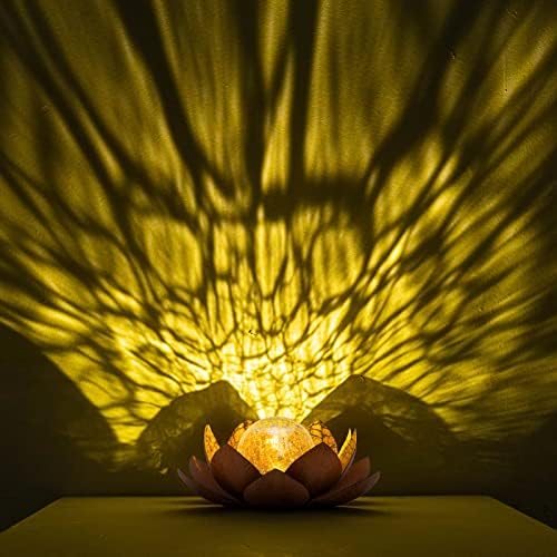Huaxu Solar Lights Outdoor Decor Metal Lotus Flower LED Waterproof Glass Decorative Gifts for Garden Lover Women Mom Table Pathway Lawn Patio Yard Ground - Image 5