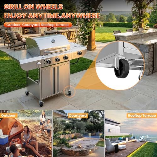 COWSAR Premium 3-Burner 34,000 BTU Propane Gas Grill with Side Burner - Image 6