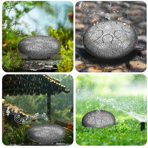Rain Drum for Outside Garden, 6 Inches 8 Notes Steel Tongue Chakra Drums, Waterproof Meditation Rain Chime, Musical Instruments for Adult Gift with Bag, Music Book, Drum Mallets (Star Sliver) - Image 4