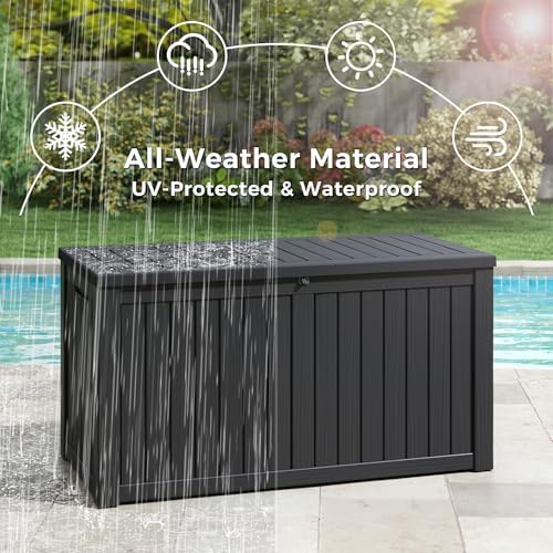 KAMABOKO Outdoor Storage Box, 180 Gallon Deck Box Outdoor Waterproof - Image 3