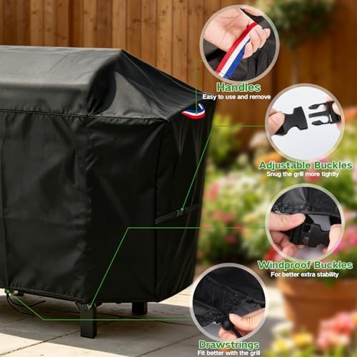 44 Inch Grill Cover for Charcoal Grills with Two Side Tables - Image 3