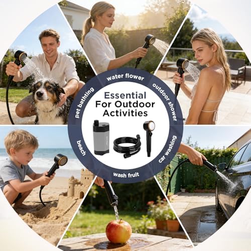 Ann Katy Portable Camping Shower Pump,Rechargeable Electric Outdoor Shower - Image 5
