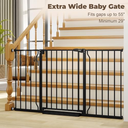 29"-55" Wide Baby Gate for Stairs & Doorways, Auto Close Dog Gate - Image 2