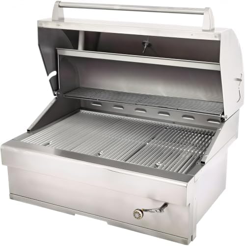 Turbo Charcoal 32 Inch Built-In Stainless Steel BBQ Grill with Charcoal Tray - Image 3