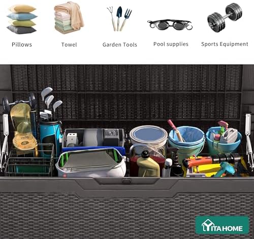 YITAHOME 100 Gallon Large Resin Deck Box Outdoor Storage Boxes for Patio - Image 5