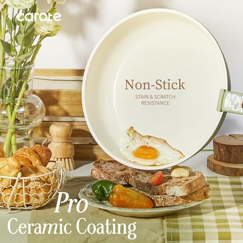 CAROTE 42pcs Ceramic Cookware Set, Pots and Pans Set with Detachable Handle - Image 3