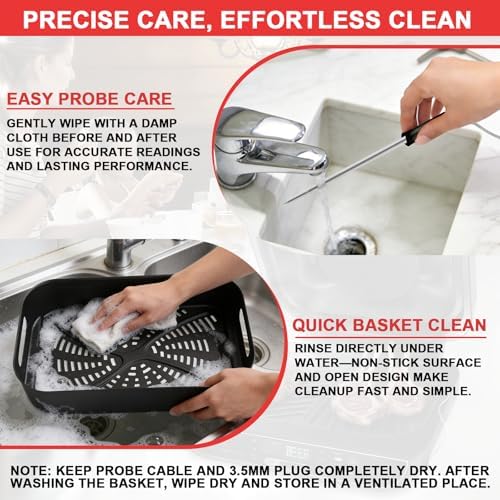 Nonstick Crisper Basket & Meat Probe for Ninja FG551/FG550 Foodi XL Grill - Image 6