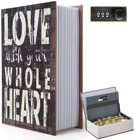 Decorative Book Safe with Combination Lock, Diversion Faux Book Hidden Safe by FOWSEEK