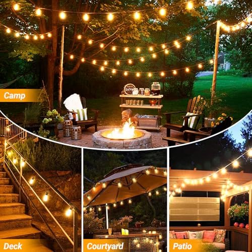 LAMPHOME Outdoor String Lights, 26FT Patio Lights with 12+1 ST38 LED Edison Bulbs (1 Spare), Connectable String Lights for Outside, Dimmable Hanging Light for Backyard Porch Decor, Warm White - Image 2