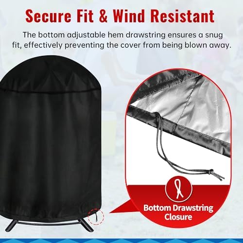iCOVER Round Grill Cover, 29" Dia x 38" H Dome Smoker Cover, Waterproof Charcoal Kettle Grill Cover, UV Resistant BBQ Cover, Outdoor Barbecue Cover for Weber Char-Broil, Brinkmann and More - Image 4
