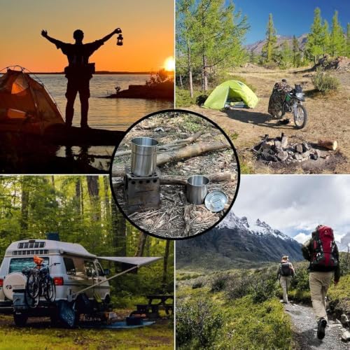 BeGrit Camping Cups Mugs Stainless Steel Camping Pot Food Grade Metal Camping Cookware with Folding Spoon, Vented Lids (5pcs) - Image 6