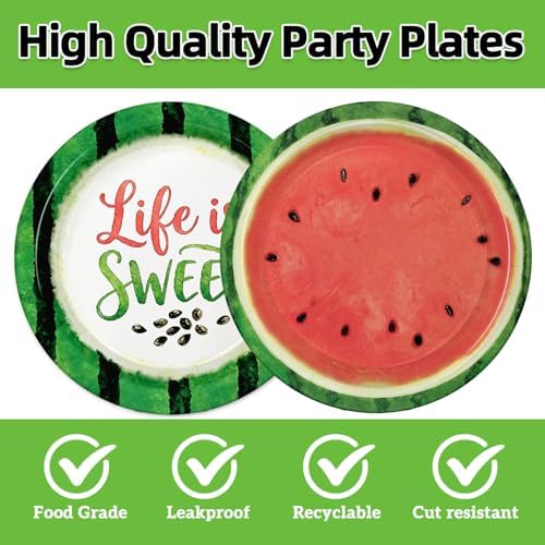 40pcs Watermelon Slice Disposable Party Plates and Napkins Set, Summer Fruit Themed Paper Tableware for Pool Party, BBQ, Picnic, Kids Birthday, Luau Party Supplies,Suitable for 20 Guests - Image 3