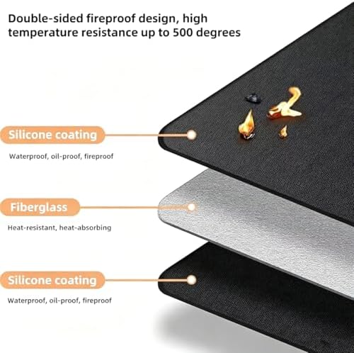 Under Grill Mat for Masterbuilt Gravity Series 1050 Digital 2021-2026, Heavy Duty Silicone Fiberglass BBQ Protector Mat Fire Resistant Oil Proof Easy Clean Outdoor Patio Grill Pad - Image 2