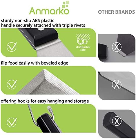 Anmarko Grill Spatula Set - Long Metal Spatula Spatula - Griddle Scraper and Pancake Flipper or Pizza Spatula - Offset Spatula - Stainless Steel Utensil Great for BBQ Grill Flat Top - Image 3