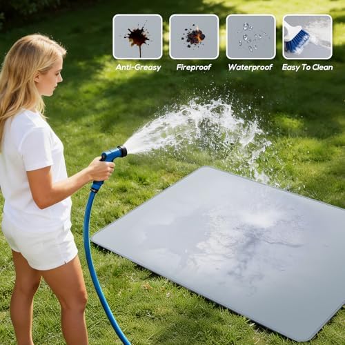 PAWBOSE 65x48 Inch Under Grill Mat for Outdoor Grill, Double-Sided Fireproof BBQ Mat for Patio and Deck, Waterproof Oil-Proof Fire Pit Mat & Indoor Fireplace Protector Pad - Image 4