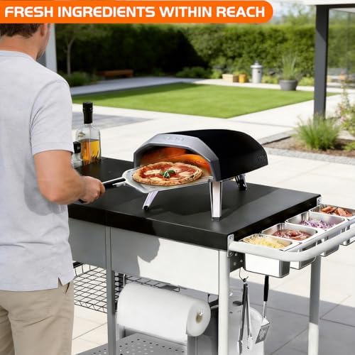 Pizza Oven Table, Grill Cart Table for Blackstone Griddle Pit Boss Portable Grill Tabletop Smoker Outdoor Pizza Oven Stand Fits Ninja, Cuisinart, Gozney, Outside Cooking BBQ Prep Table Station - Image 4