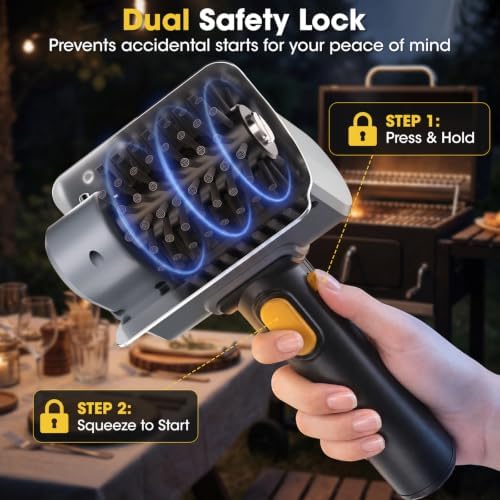 Upgraded Electric Grill Brush, Cordless Electric Grill Cleaner, Hard Nylon Heads, Dual Safety Lock, 2600mAh Battery - Image 7