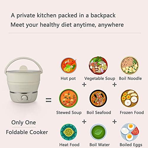 Drizzle Foldable Electric Cooker Travel Hot Pot - Dual Voltage 100V-240V Hot Pot Cooking - Food Grade Silicone Cookerware Boiling Water Steamer - Camping Office Hotel Noodle Porridge Soup Dorm - Image 4