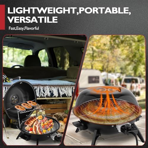Outvita Outdoor/Indoor Electric Grill, 1600W Portable Removable Stand,Black - Image 5