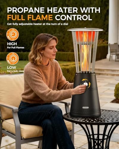 Tabletop Heater Patio Heater, 11,000 BTU Propane Patio Heater for Commercial, Balcony & Porch, Quartz Glass Tube, Portable Small Heater For Outdoor Use - Black - Image 3