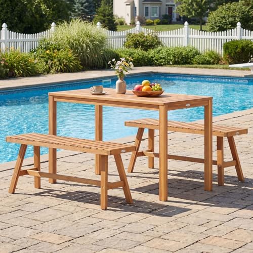 Tangkula Acacia Wood Outdoor Dining Table for 4-6 - Image 4