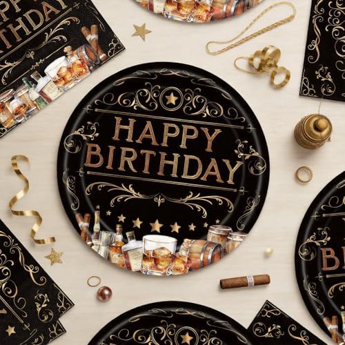 40pcs Whiskey Birthday Party Decorations Whiskey Plates and Napkins Aged to Perfection Birthday Decorations for Men,Suitable for 20 Guests - Image 5
