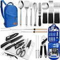 Portable Camping Kitchen Utensil Set-27 Piece Cookware Kit, Stainless Steel Outdoor Cooking and Grilling Utensil Organizer Travel Set Perfect for Travel, Picnics, RVs, Camping, BBQs, Parties and More by Freehiker