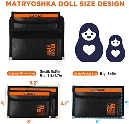 Small Fireproof Money Bag for Cash, Stealth Nesting 2-Pack - Image 2