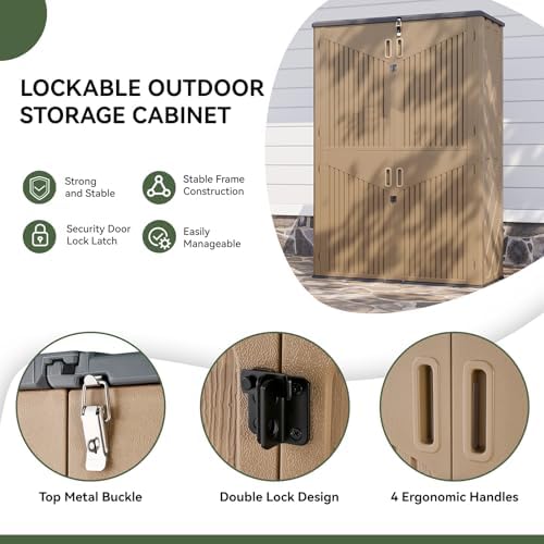 Aoxun Outdoor Storage Shed with Floor, 64 Cu.Ft Outdoor Storage Cabinet - Image 4