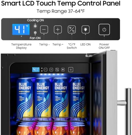 15 Inch Outdoor Fridge, 92 Cans Beverage Refrigerator with Stainless Steel Door Built-In or Freestanding, Outdoor Refrigerator for Patio & Waterproof for Soda Beer Wine-Kitchen Bar Office - Image 4