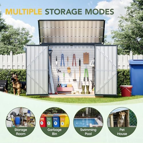 6 x 3 FT Trash Can Storage Shed with Lift-Up Lid for Backyard - Image 7