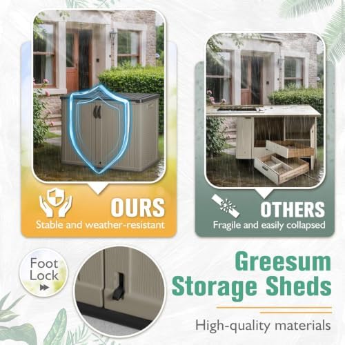 Greesum 26 CUFT Outdoor Storage Cabinet with 2 Lockable Doors, Beige - Image 7