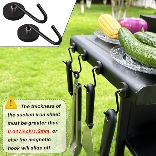 Magnetic Cable Clips, 8 PCS Strong Magnet Cord Holder, 4 PCS Heavy Duty Magnetic Grill Hooks, Magnetic Storage Hooks - Image 2