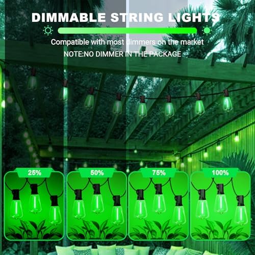 LAMPHOME 4-Pack 26Ft ST38 Green St Patrick's Day Patio Lights，Outdoor String Light with 12+1 Shatterproof LED Edison Bulbs, Waterproof String Lights for Bistro Christmas Party Decor - Image 4