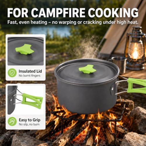 aiGear Camping Cookware with Pot Pan Kettle Cutlery Tableware 1-2 People - Image 4