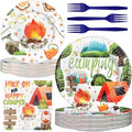 Camping Party Decorations - Camping Themed Paper Plates and Napkins for Kids Birthday Party, Serves 20 Guests by BonBeeDesign