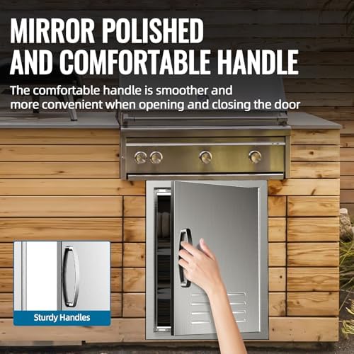 Outdoor Kitchen Doors with Vents - 20W x 27H Inch - 304 Stainless Steel BBQ Single Access Door with Detachable Handles for Outdoor Grill Cabinet,BBQ Island - Image 4