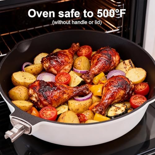 8 Inch Non Stick Frying Pan Skillet, Small Saute Pan, White - Image 3