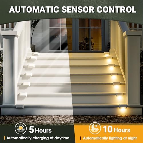 PATIOWIN Solar Deck Lights, Solar Step Lights Waterproof, Warm White, 12 Pack - Image 2