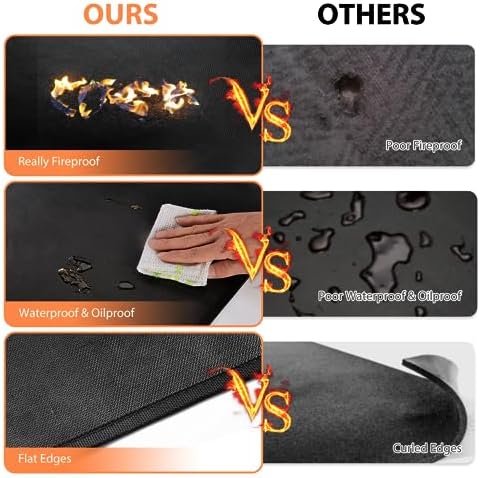 Large Under Grill Fire Pit Mats 42"x60" - Oil Waterproof BBQ Camping Stove Fireproof Mat, Reusable Easy Clean Gas Grill Mat for Outdoor Deck Protector - Image 4