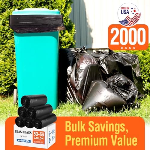 Delxo 30-33 Gallon Trash Bags, 2000 Count Bulk Value Large Garbage Bags - Image 3