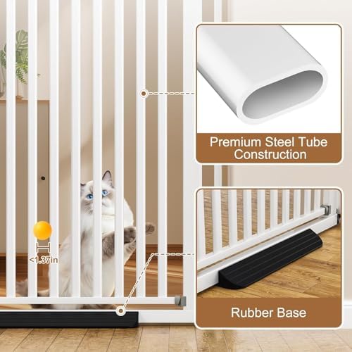 41" Extra Tall Pet Gate, 30-32" Wide Auto Close Tall Dog Gate with Extension Kits, No Drilling Pressure Mounted Cat Gate for Doorway, Stairs, Kitchen, Hallway - Image 3