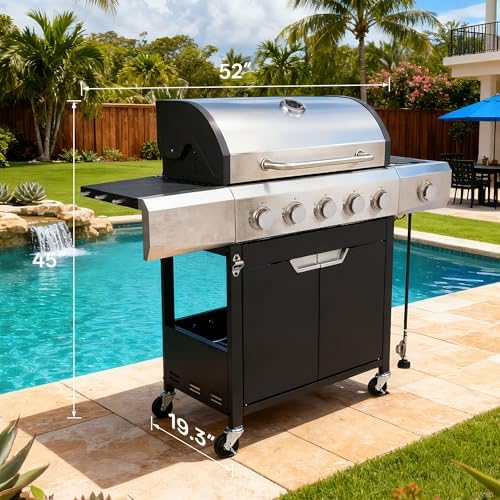 Endark Upgraded 58,500 BTU 5-Burner Stainless Steel Propane Gas Grill – Outdoor BBQ Grill with Side Burner & Porcelain Grates, Barbecue Grill Wheeled for Patio, Garden, Backyard - Image 2
